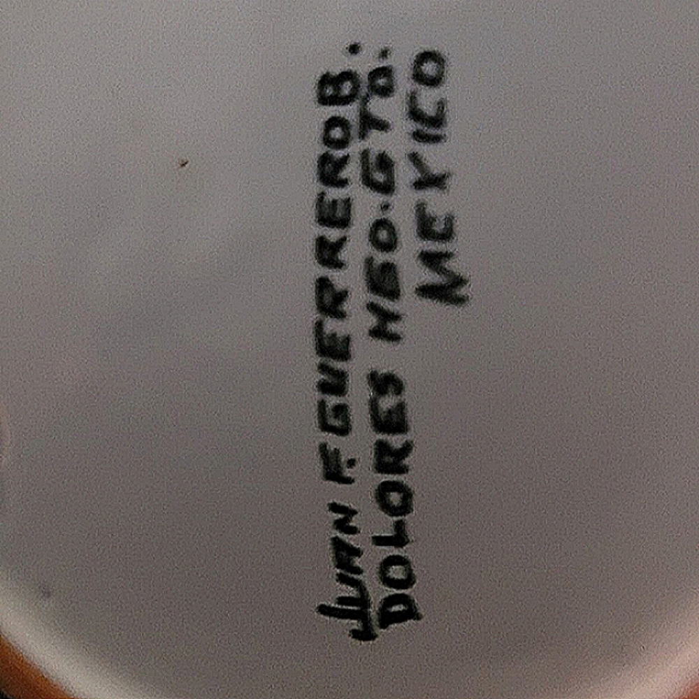 Vintage Mexican pottery PAINTED PITCHER Juan F Guerrero B. Dolores Signed - Picture 2 of 3